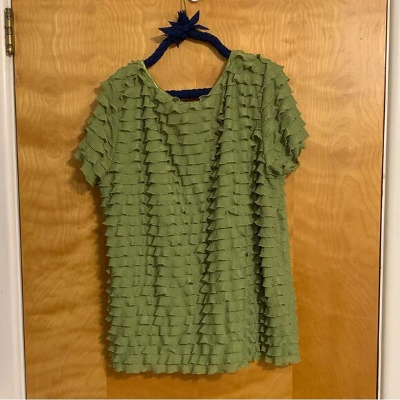 Green Ruffle Blouse - Picture 2 of 3